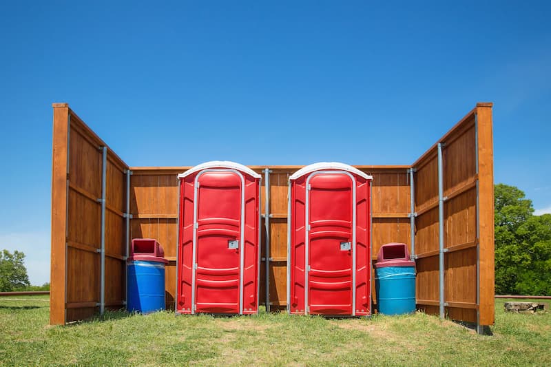 Short-term porta potty units staged for delivery in Ontario, California